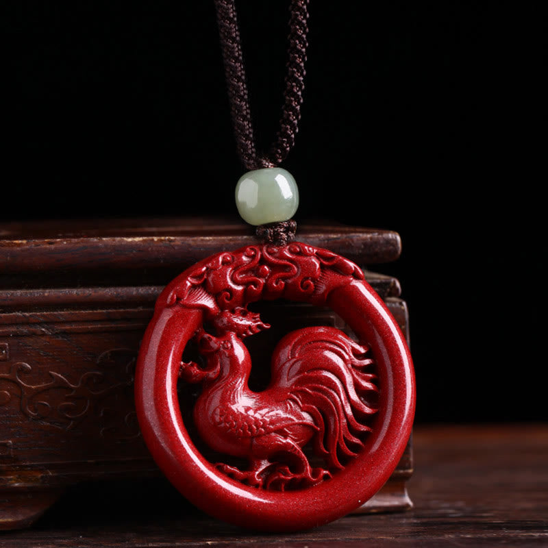 Collier de paix en jade et cinabre Hetian du zodiaque chinois