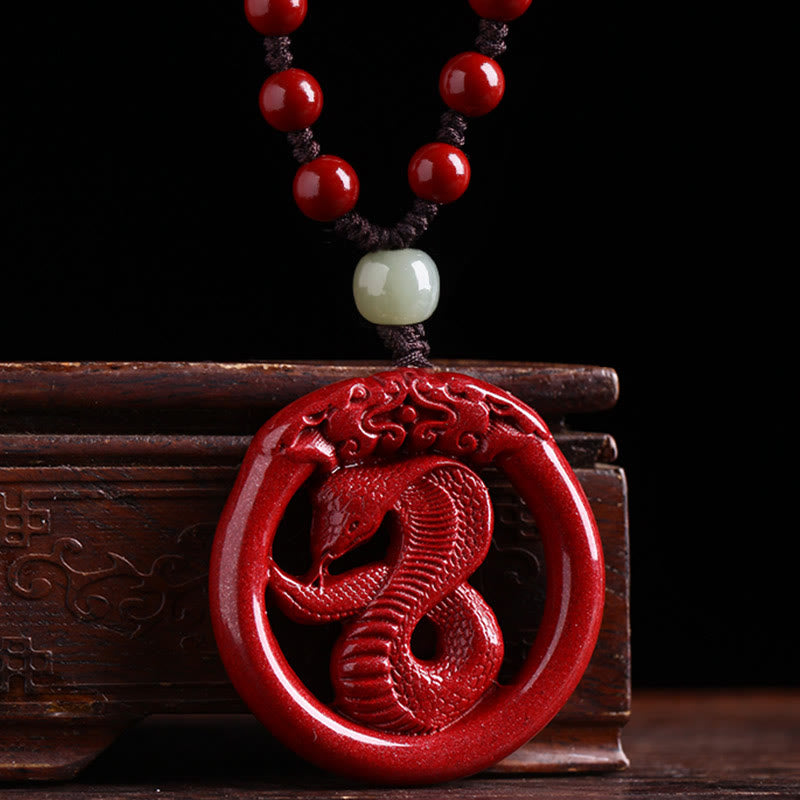 Collier de paix en jade et cinabre Hetian du zodiaque chinois