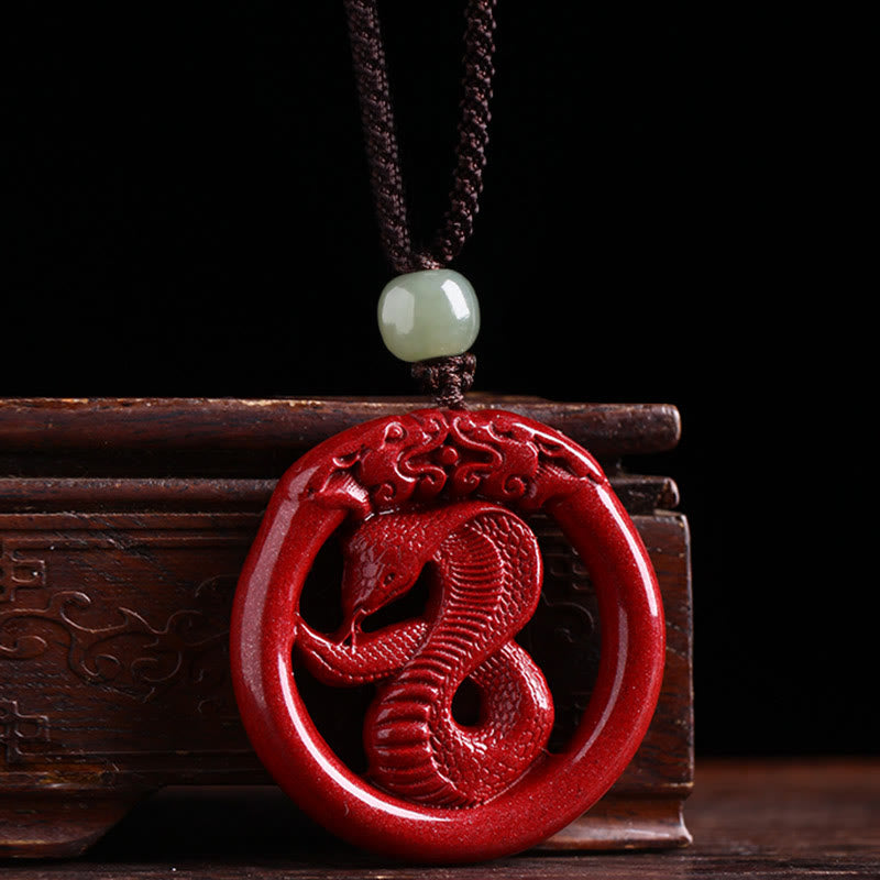 Collier de paix en jade et cinabre Hetian du zodiaque chinois