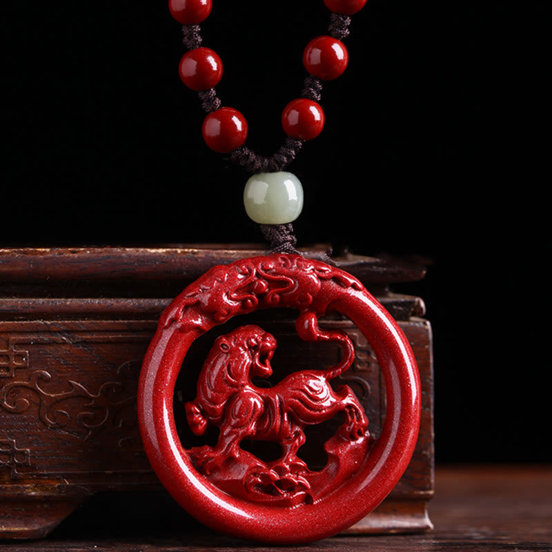 Collier de paix en jade et cinabre Hetian du zodiaque chinois