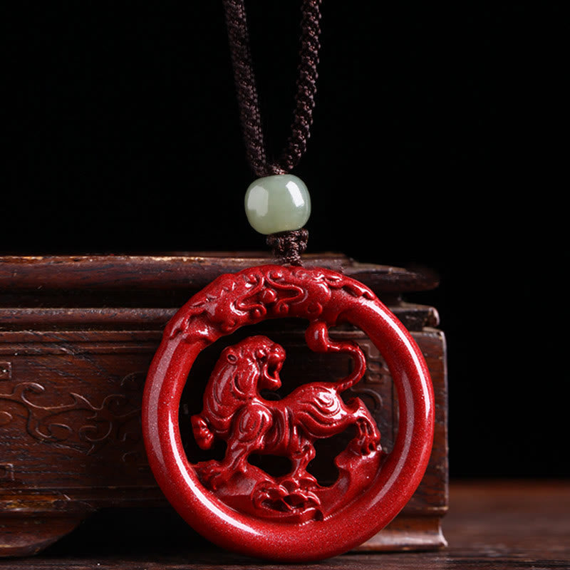 Collier de paix en jade et cinabre Hetian du zodiaque chinois