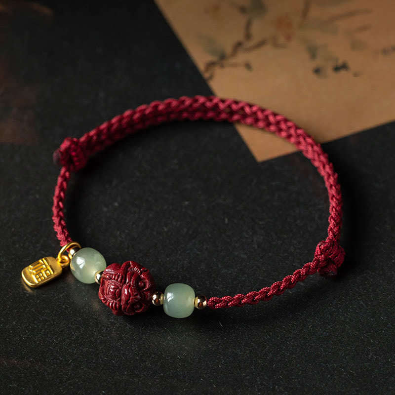 Bracelet porte-bonheur en jade du zodiaque chinois
