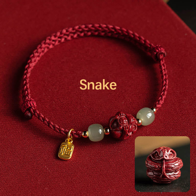 Bracelet porte-bonheur en jade du zodiaque chinois