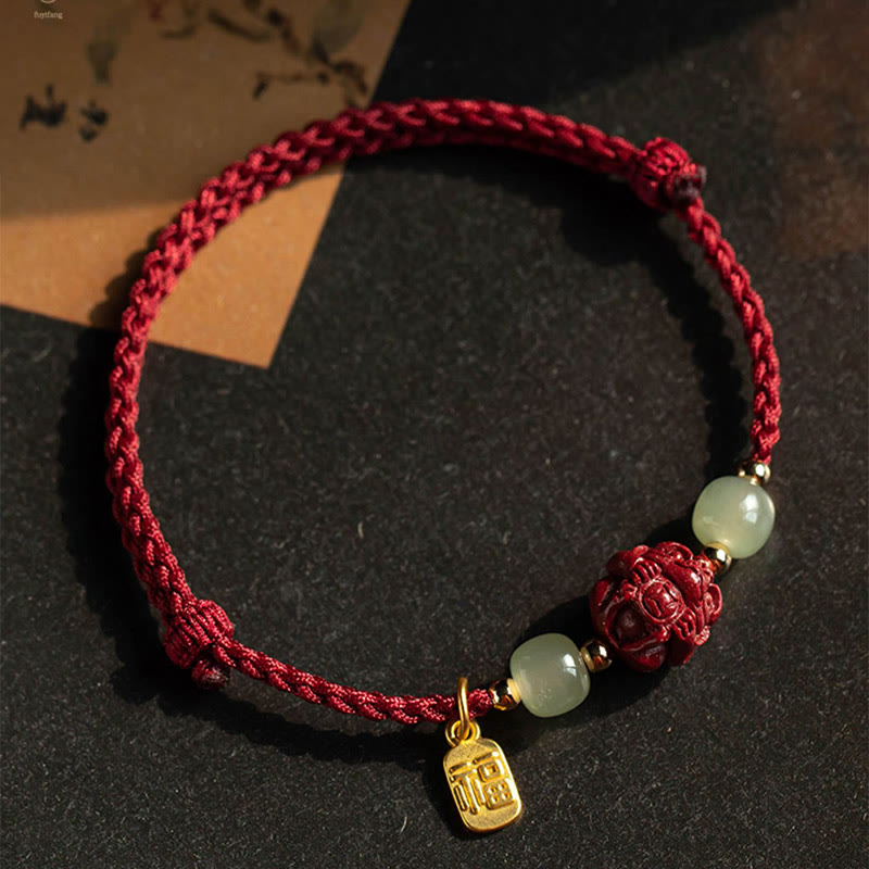 Bracelet porte-bonheur en jade du zodiaque chinois