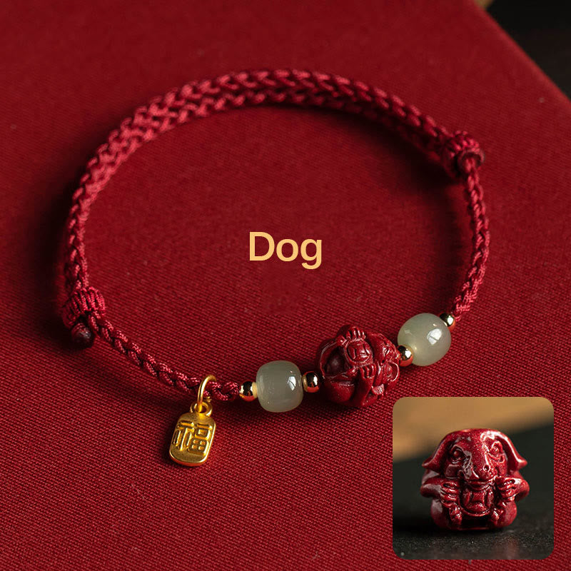 Bracelet porte-bonheur en jade du zodiaque chinois