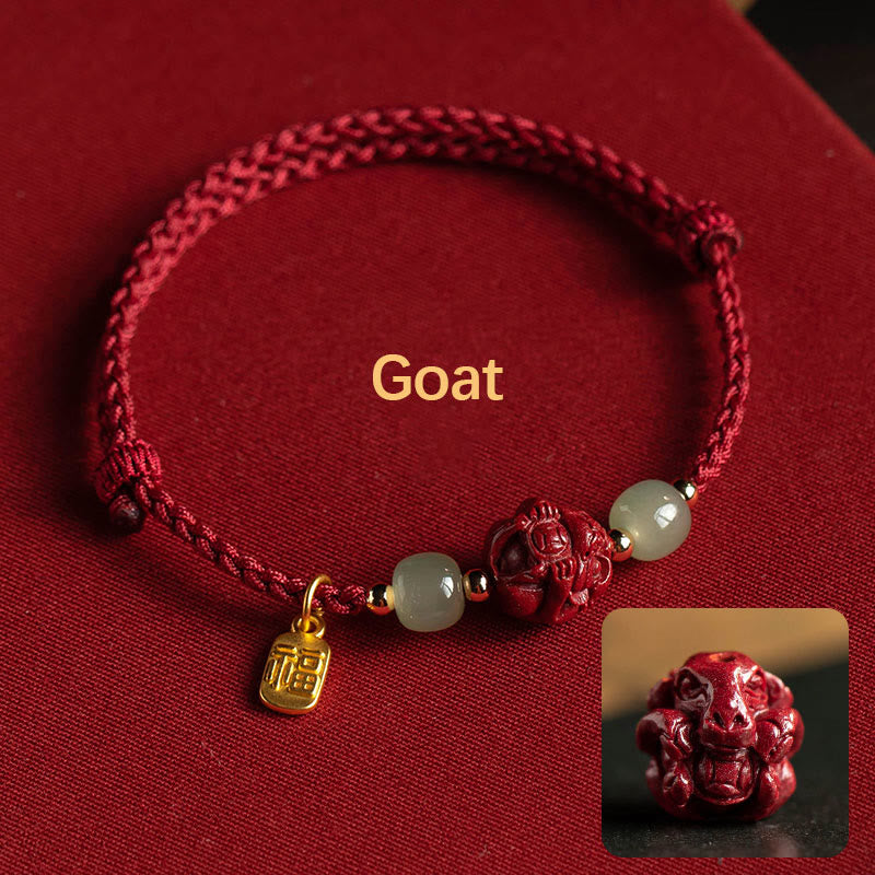 Bracelet porte-bonheur en jade du zodiaque chinois