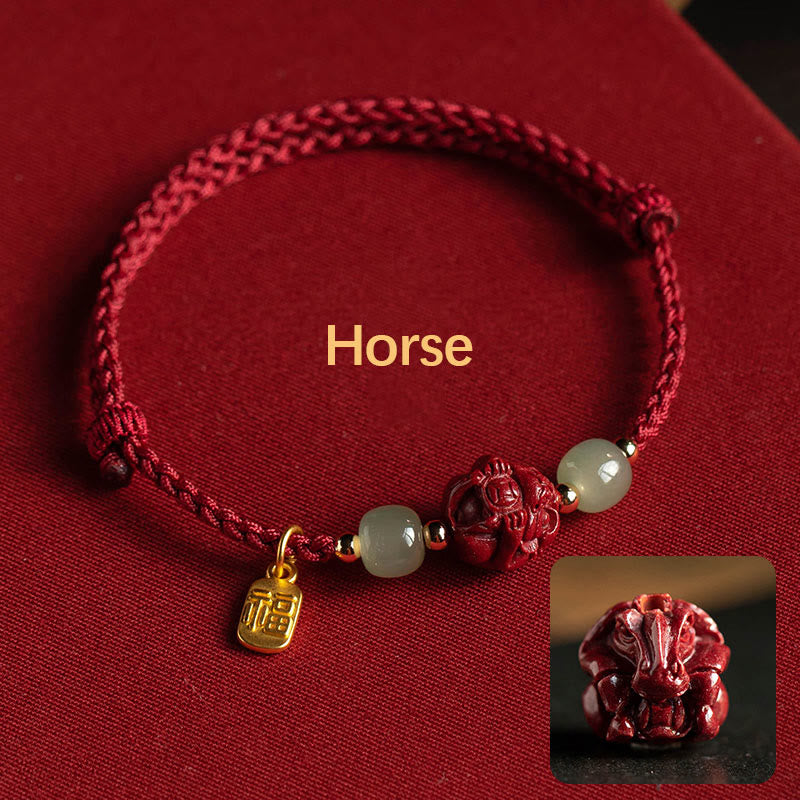 Bracelet porte-bonheur en jade du zodiaque chinois