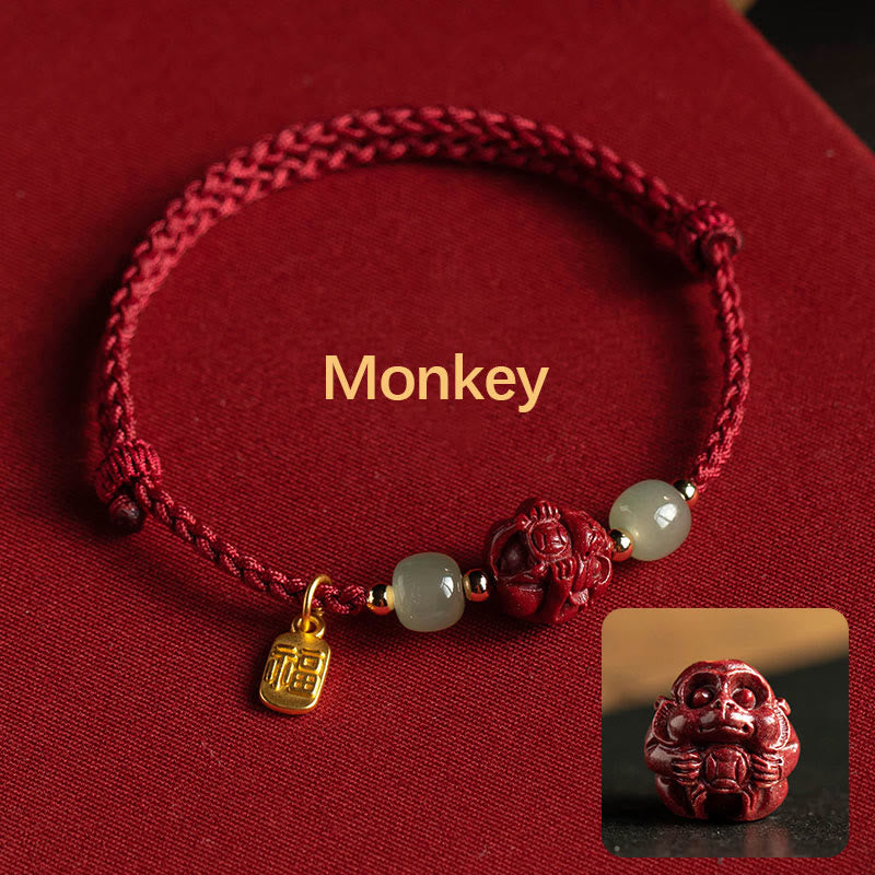 Bracelet porte-bonheur en jade du zodiaque chinois