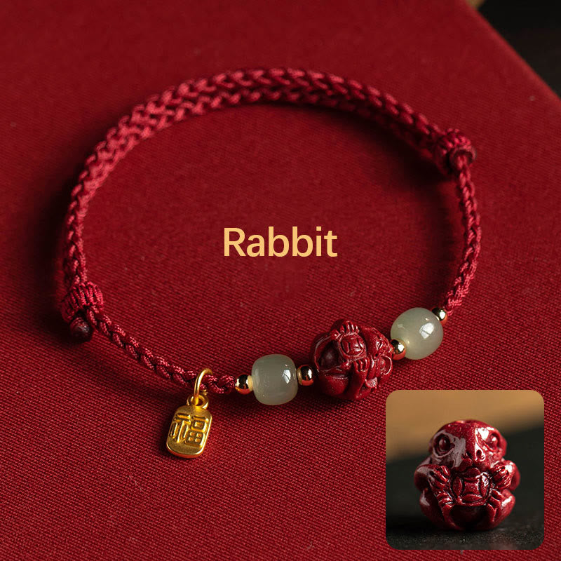 Bracelet porte-bonheur en jade du zodiaque chinois