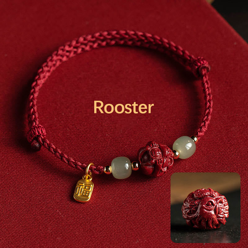Bracelet porte-bonheur en jade du zodiaque chinois