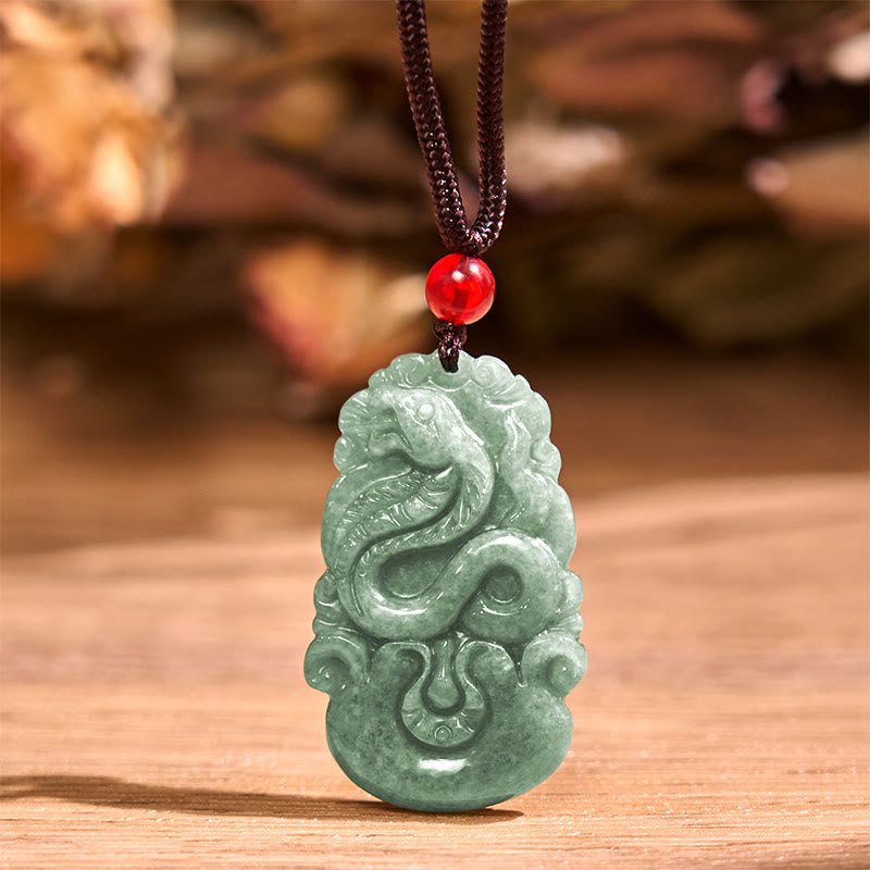 Ensemble de bijoux du zodiaque chinois, protection serpent, jade et cristal