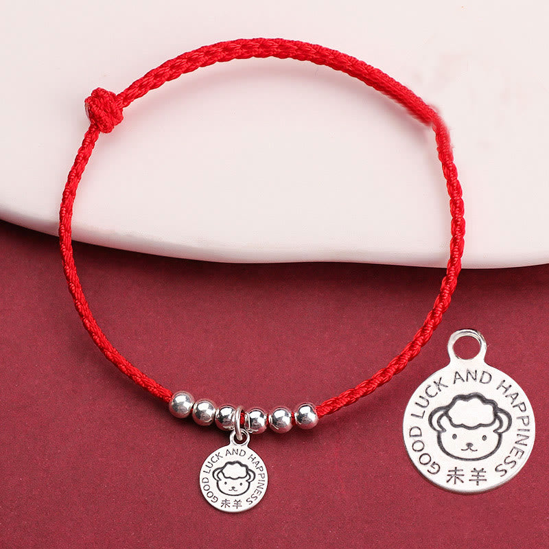 Bracelet de protection pour enfant avec signe du zodiaque chinois | Argent sterling et fil rouge