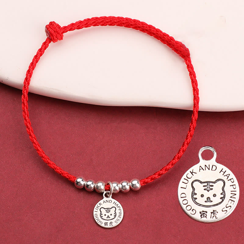 Bracelet de protection pour enfant avec signe du zodiaque chinois | Argent sterling et fil rouge