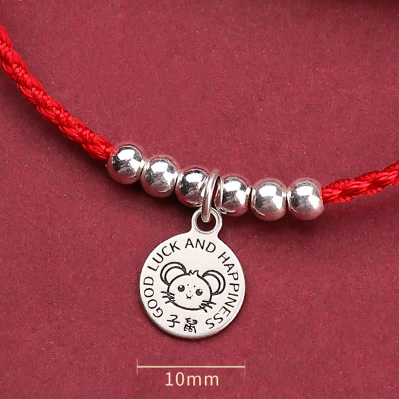 Bracelet de protection pour enfant avec signe du zodiaque chinois | Argent sterling et fil rouge
