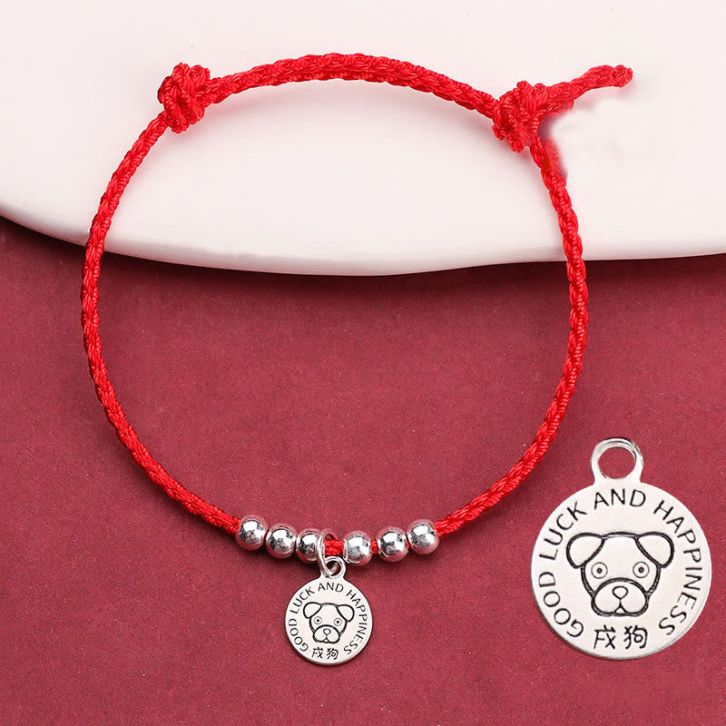 Bracelet de protection pour enfant avec signe du zodiaque chinois | Argent sterling et fil rouge
