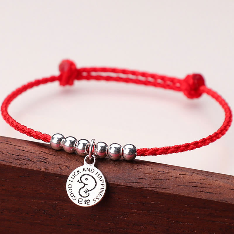 Bracelet de protection pour enfant avec signe du zodiaque chinois | Argent sterling et fil rouge