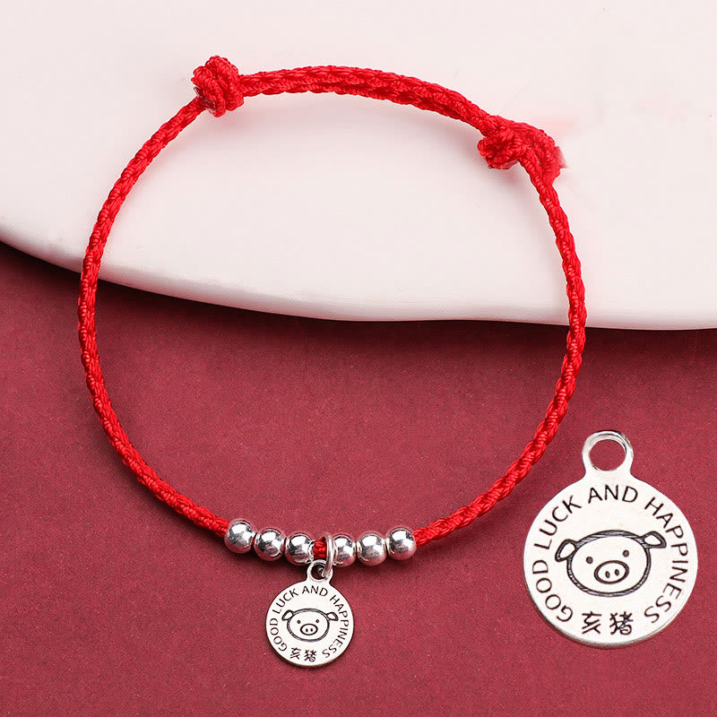 Bracelet de protection pour enfant avec signe du zodiaque chinois | Argent sterling et fil rouge