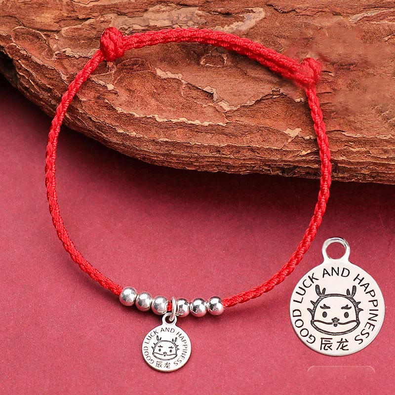 Bracelet de protection pour enfant avec signe du zodiaque chinois | Argent sterling et fil rouge