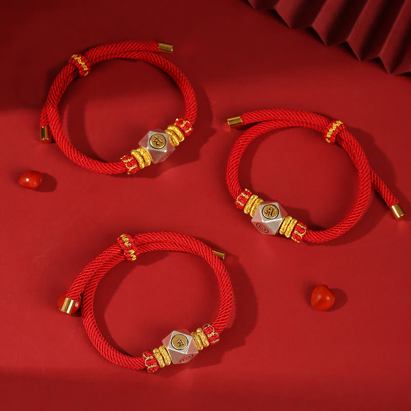 Bracelet enfant signe du zodiaque chinois | Argent 999, corde rouge, porte-bonheur et force