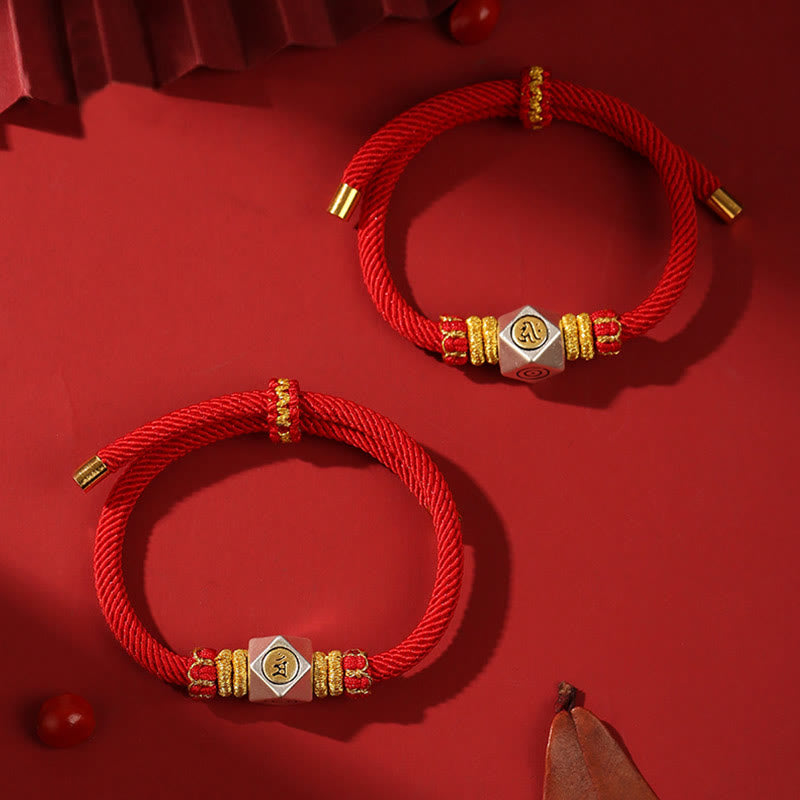 Bracelet enfant signe du zodiaque chinois | Argent 999, corde rouge, porte-bonheur et force