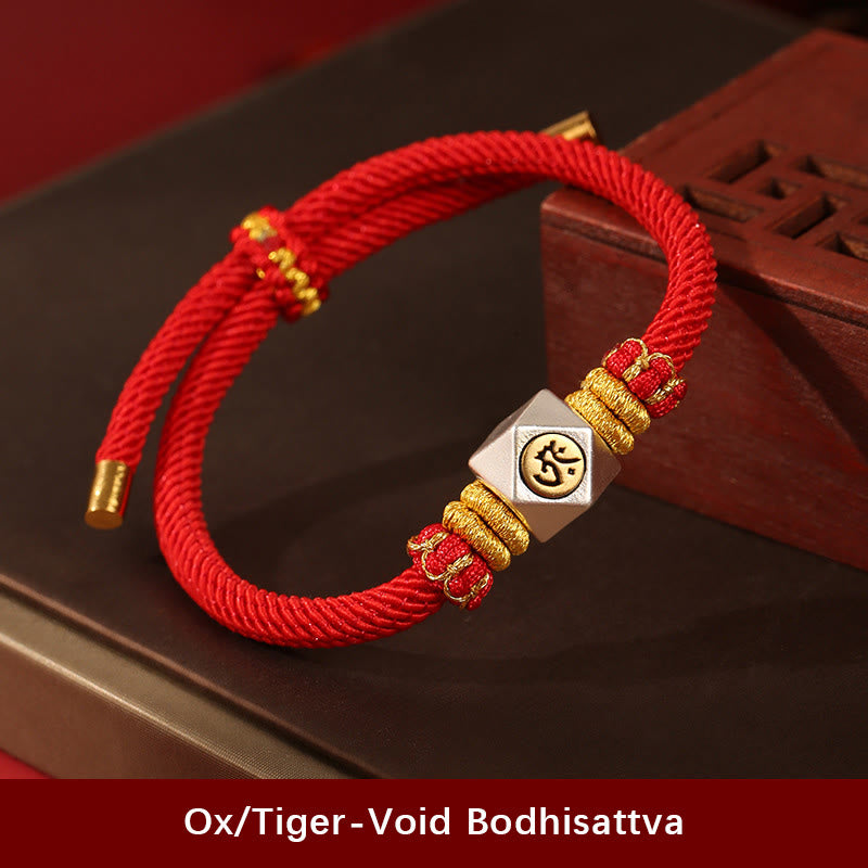 Bracelet enfant signe du zodiaque chinois | Argent 999, corde rouge, porte-bonheur et force