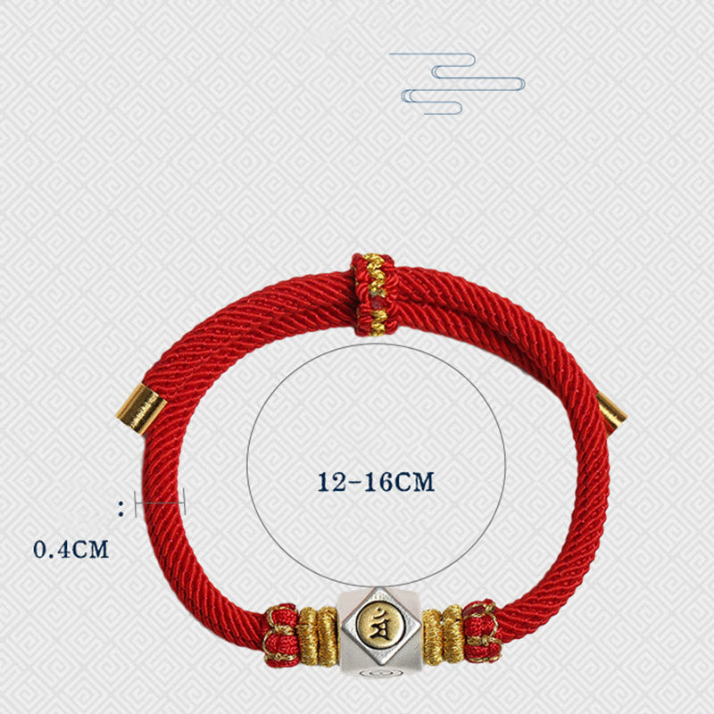 Bracelet enfant signe du zodiaque chinois | Argent 999, corde rouge, porte-bonheur et force