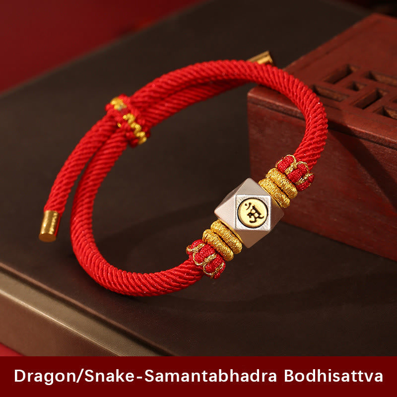 Bracelet enfant signe du zodiaque chinois | Argent 999, corde rouge, porte-bonheur et force
