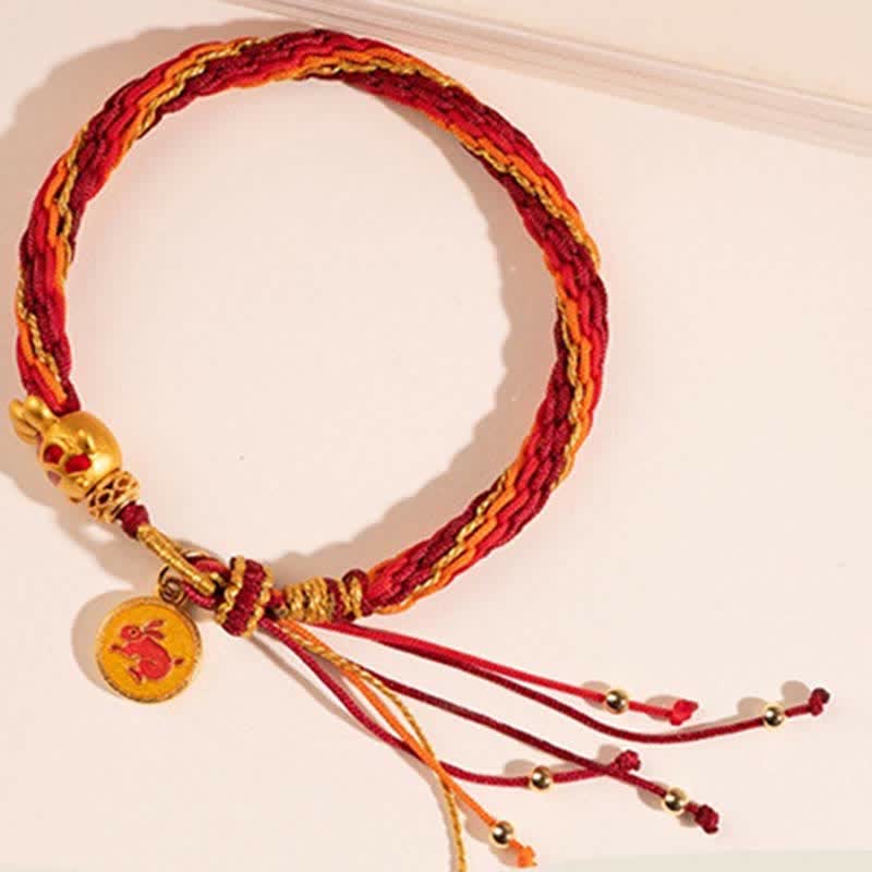 Bracelet de protection du zodiaque chinois en fil rouge avec poisson koï