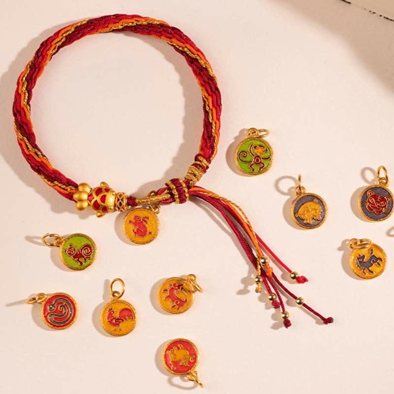 Bracelet de protection du zodiaque chinois en fil rouge avec poisson koï