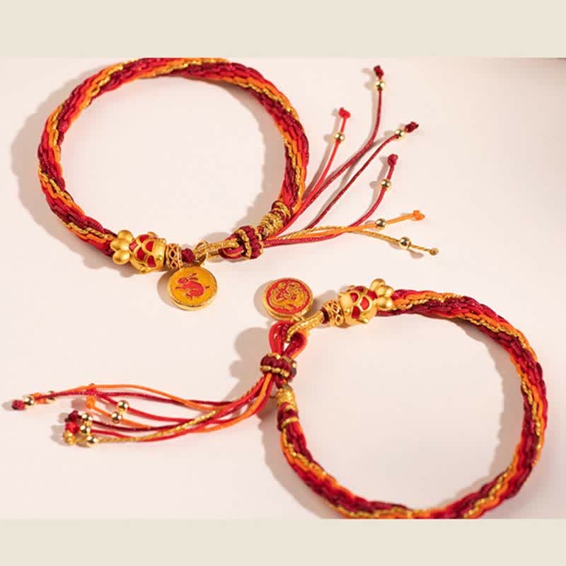 Bracelet de protection du zodiaque chinois en fil rouge avec poisson koï