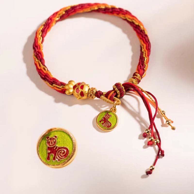 Bracelet de protection du zodiaque chinois en fil rouge avec poisson koï