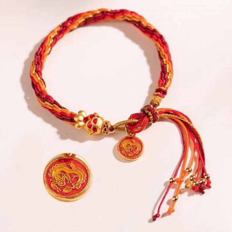 Bracelet de protection du zodiaque chinois en fil rouge avec poisson koï