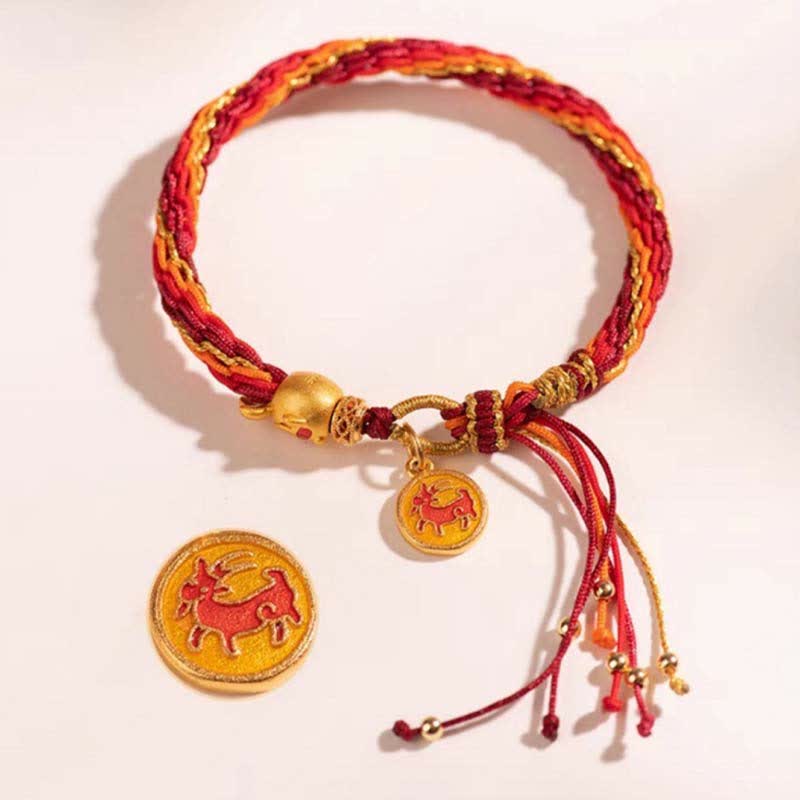 Bracelet de protection du zodiaque chinois en fil rouge avec poisson koï
