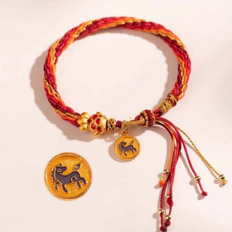 Bracelet de protection du zodiaque chinois en fil rouge avec poisson koï