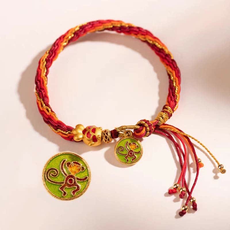 Bracelet de protection du zodiaque chinois en fil rouge avec poisson koï