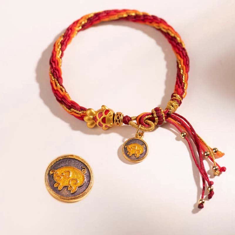 Bracelet de protection du zodiaque chinois en fil rouge avec poisson koï
