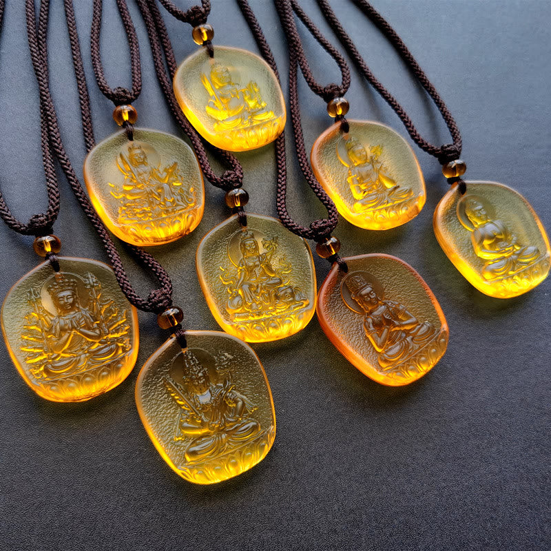 Collier pendentif de compassion en cristal Liuli du zodiaque chinois