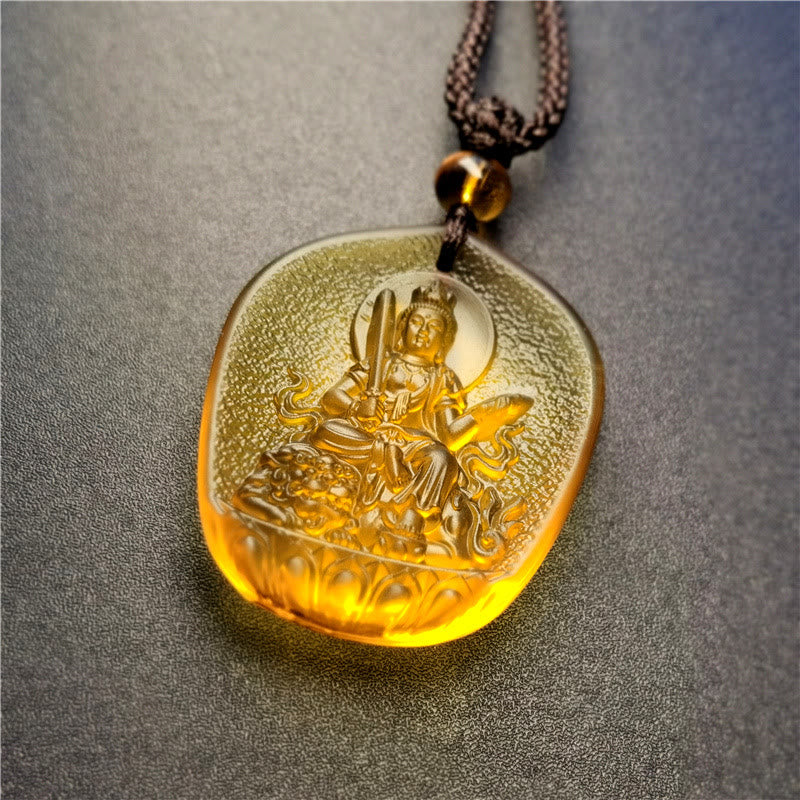 Collier pendentif de compassion en cristal Liuli du zodiaque chinois