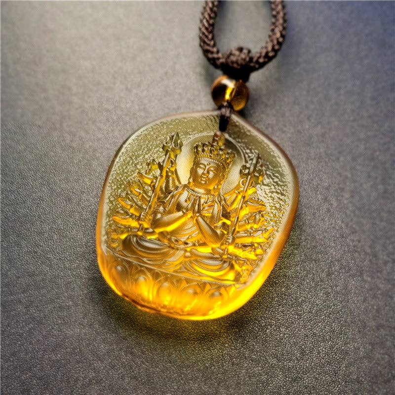 Collier pendentif de compassion en cristal Liuli du zodiaque chinois
