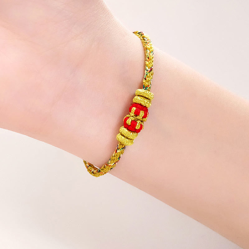 Bracelet porte-bonheur en fil coloré avec Bouddha du zodiaque chinois