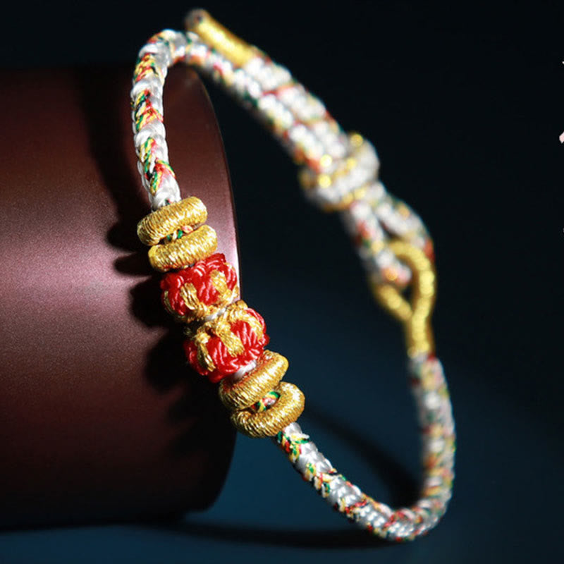 Bracelet porte-bonheur en fil coloré avec Bouddha du zodiaque chinois