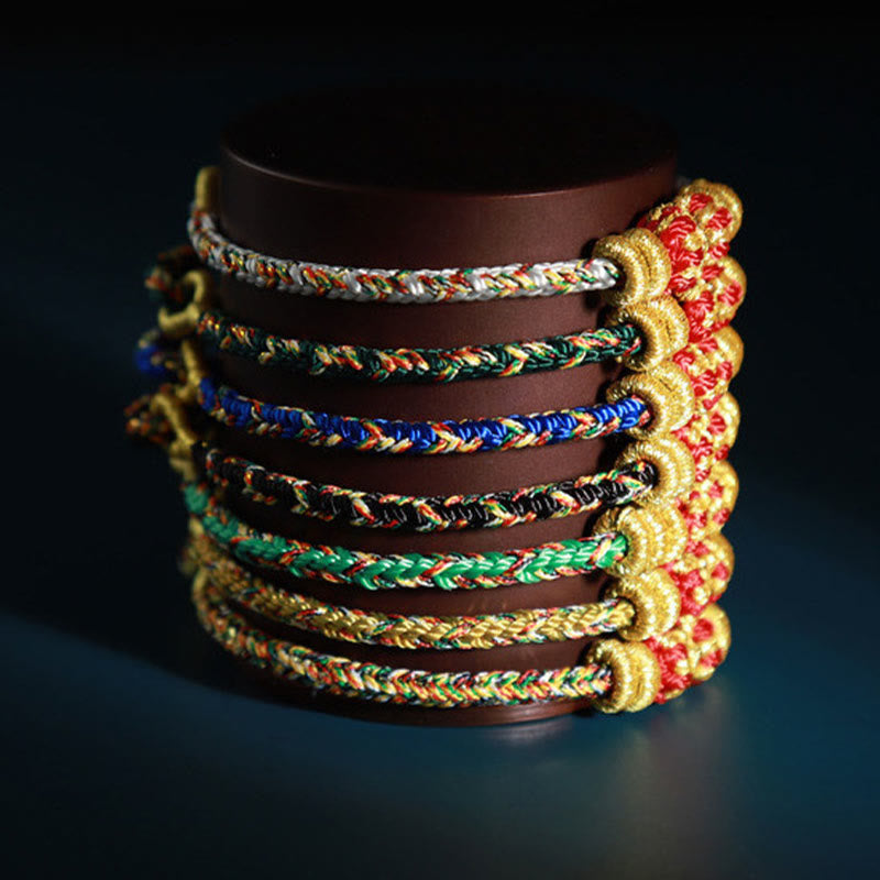 Bracelet porte-bonheur en fil coloré avec Bouddha du zodiaque chinois
