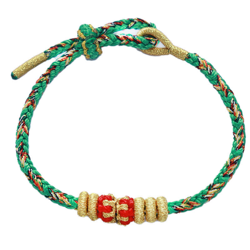 Bracelet porte-bonheur en fil coloré avec Bouddha du zodiaque chinois