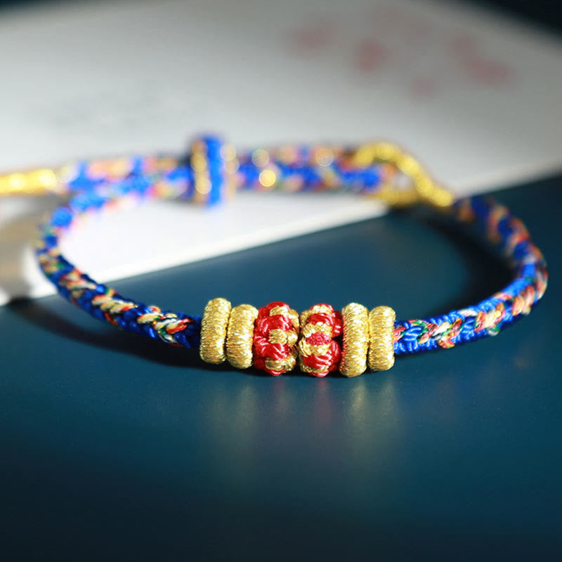 Bracelet porte-bonheur en fil coloré avec Bouddha du zodiaque chinois