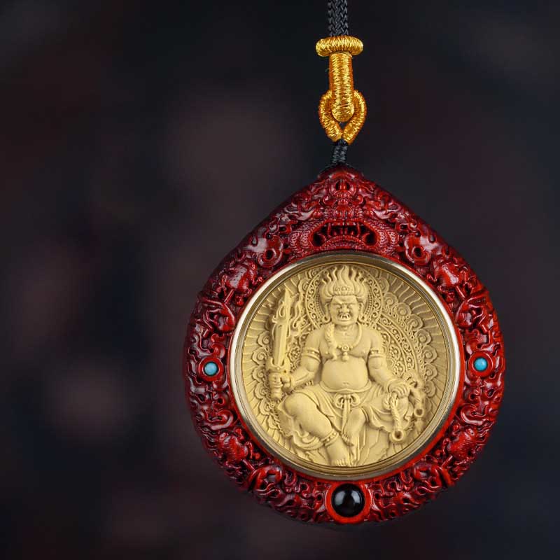 Collier du zodiaque chinois avec pendentif Avalokitesvara et bois de santal rouge
