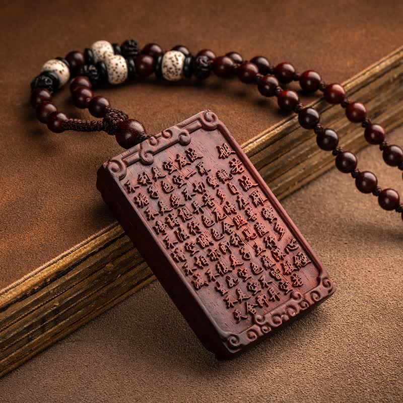 Collier de protection en bois de santal rouge du zodiaque chinois