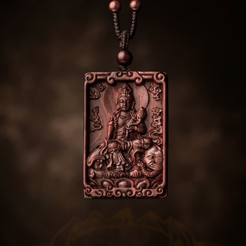 Collier de protection en bois de santal rouge du zodiaque chinois