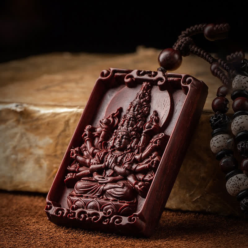 Collier de protection en bois de santal rouge du zodiaque chinois
