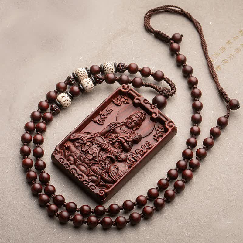 Collier de protection en bois de santal rouge du zodiaque chinois