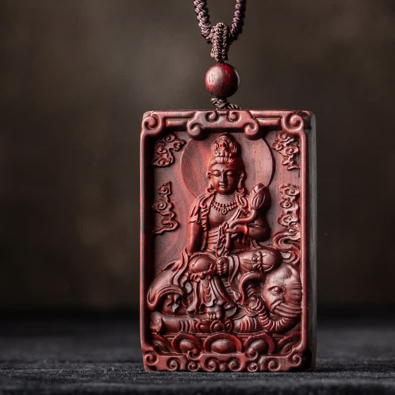 Collier de protection en bois de santal rouge du zodiaque chinois